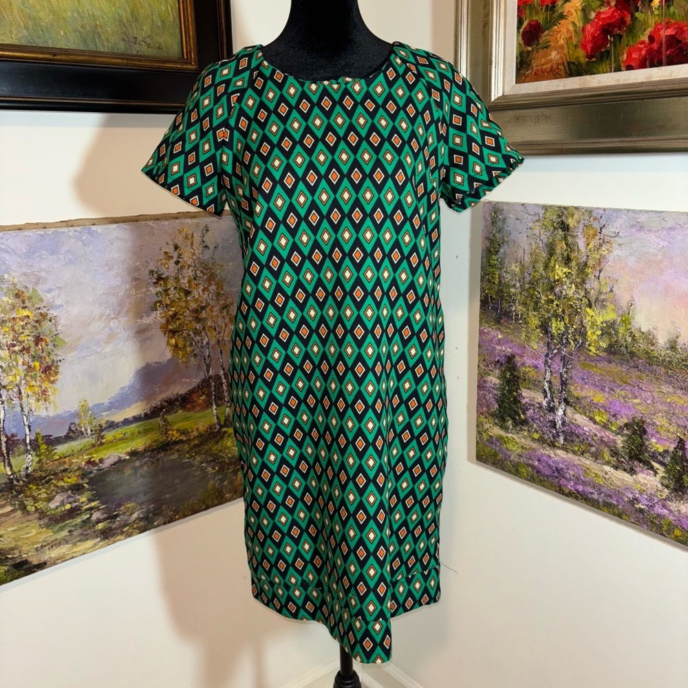 🐠 Sans Souci Green and Black Raglan Sheath Dress